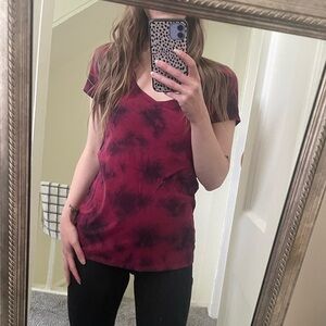 Bundle 3/$15 - PINK Victoria's Secret Burgundy & Black Tie-Dye V-Neck Tee